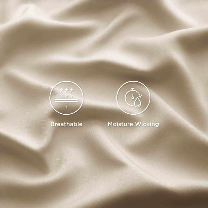 Essential Collection Cooling Rayon Derived from Bamboo Sheet Set, California King Sheet Set with 2 Pillowcases, Beige