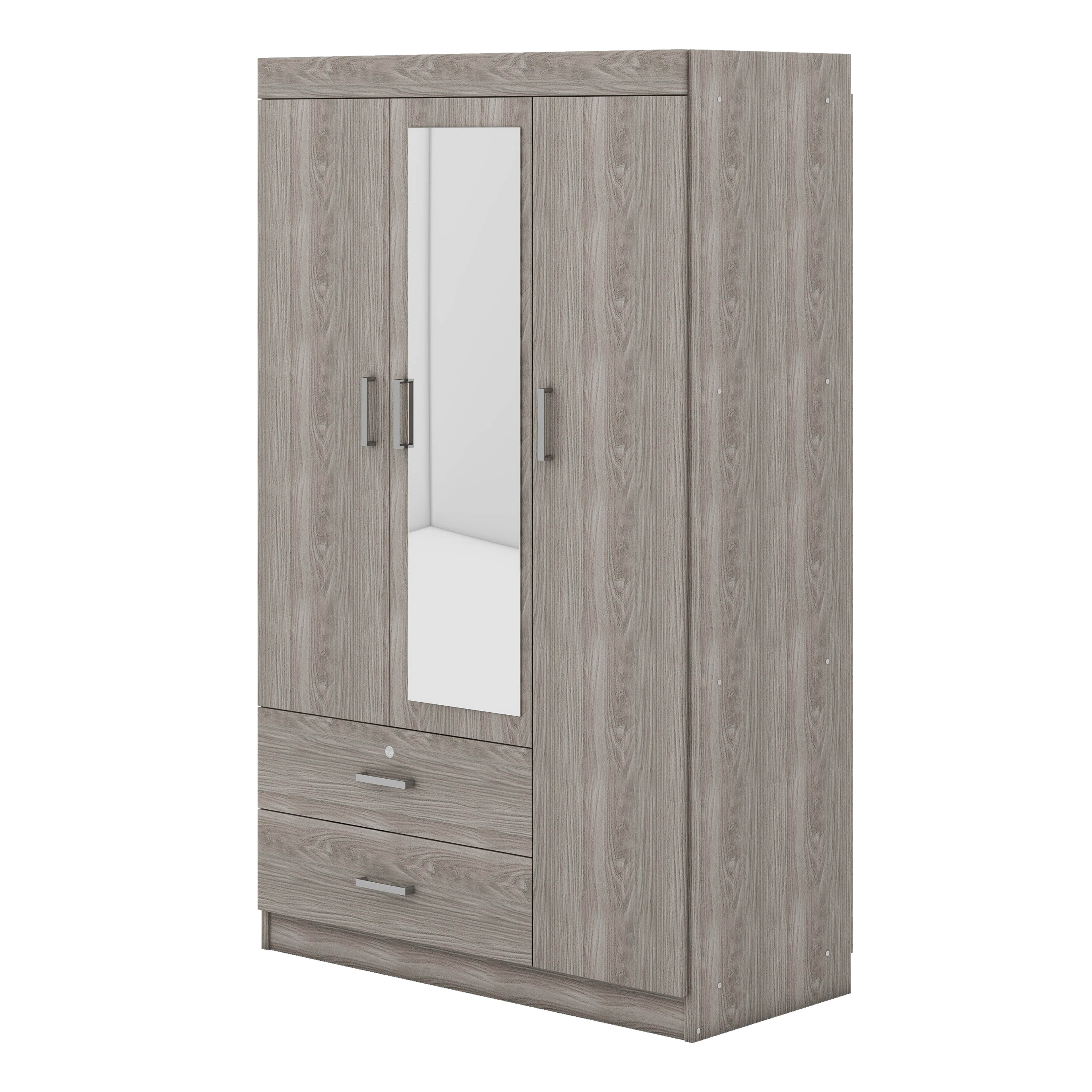 George Oliver 3 Doors Wardrobe Armoire Closet With Mirror, Locking ...