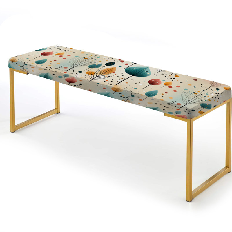 Motif de forêt aux couleurs pastel - banc rembourré botanique doré