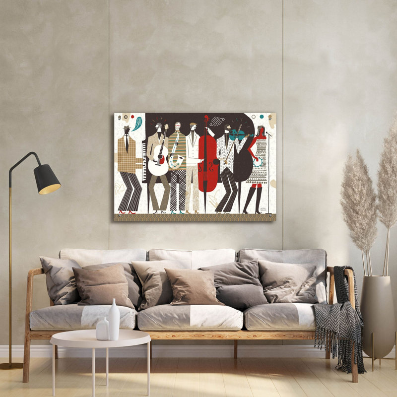 Art mural en verre épique «The Band Neutral» par Michael Mullan, 24 po x 16 po, H 24 po x l 36 po x P 0,2 po