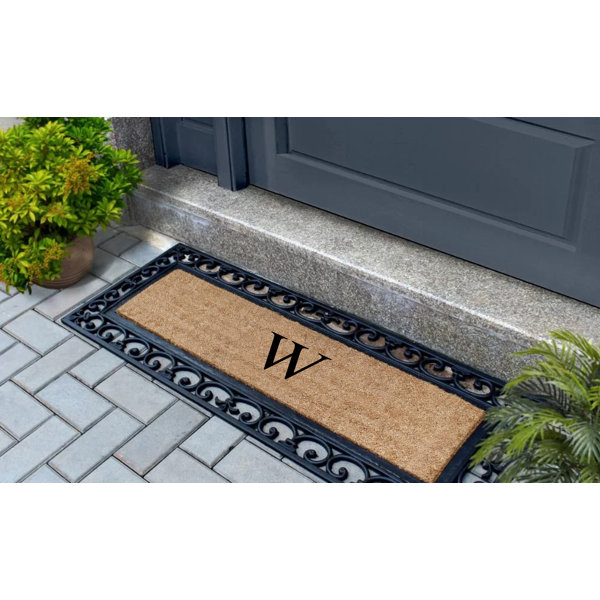 A1HC Natural Coir Monogrammed Picture Frame Door Mat for Front Door,  Anti-shed Treated Durable Doormat for Outdoor Entrance, 24x39 