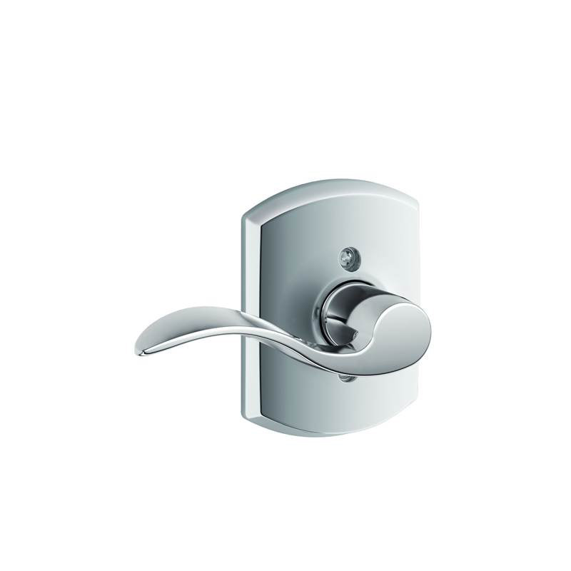 Accent Lever with Greenwich Trim Non-Turning Lock, Bright Chrome, Left Hand