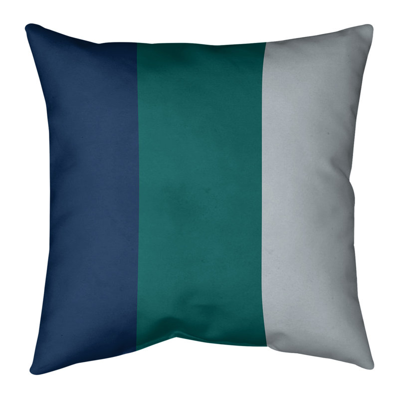 Reversible Pillow Cover, 26" x 26", Navy Blue/Green/Silver