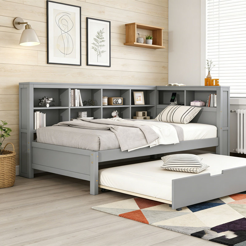 Wooden Twin Size DayBed with Twin Size, Gray