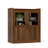 Cheadle 31.4" W Modern Walnut Double Door Side Cabinet With Glass Panels & Bow Handles
