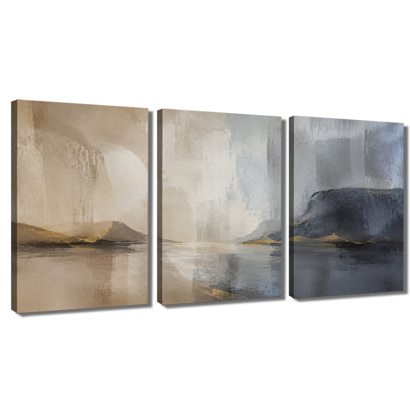 Impression sur toile abstraite à 3 panneaux muraux abstraits, 24*36inch*3