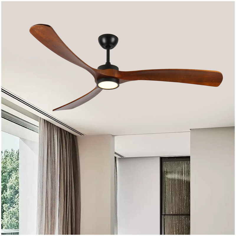 Ventilateur de plafond en bois 72 pouces avec lumière, ventilateur de plafond à profil bas avec télécommande, moteur CC réversible silencieux avec minuterie