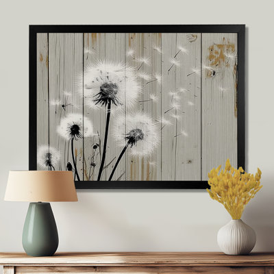 «White Black Dandelion Morning Summer Breeze», reproduction sur toile encadrée de pissenlit, art mural floral blanc