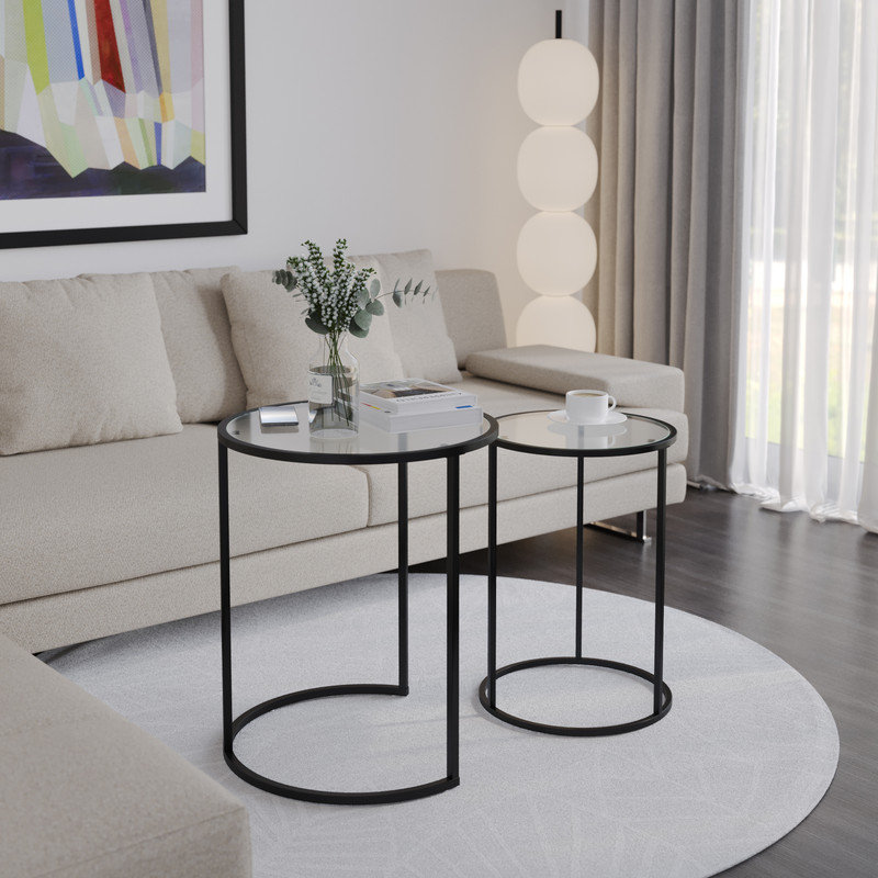 Shkar Three Leg Coffee Table, Black, Transparent