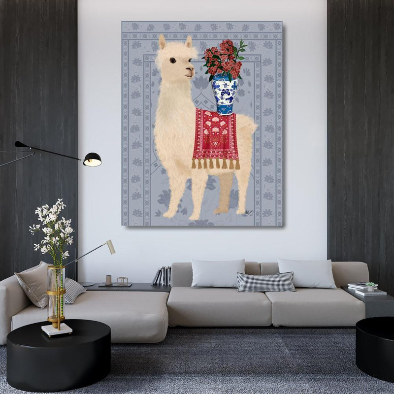 «Dakota Fields Fab Funky Gallery», art sur toile tendue: Lama chinoiserie 2, H 45 po x l 36 po