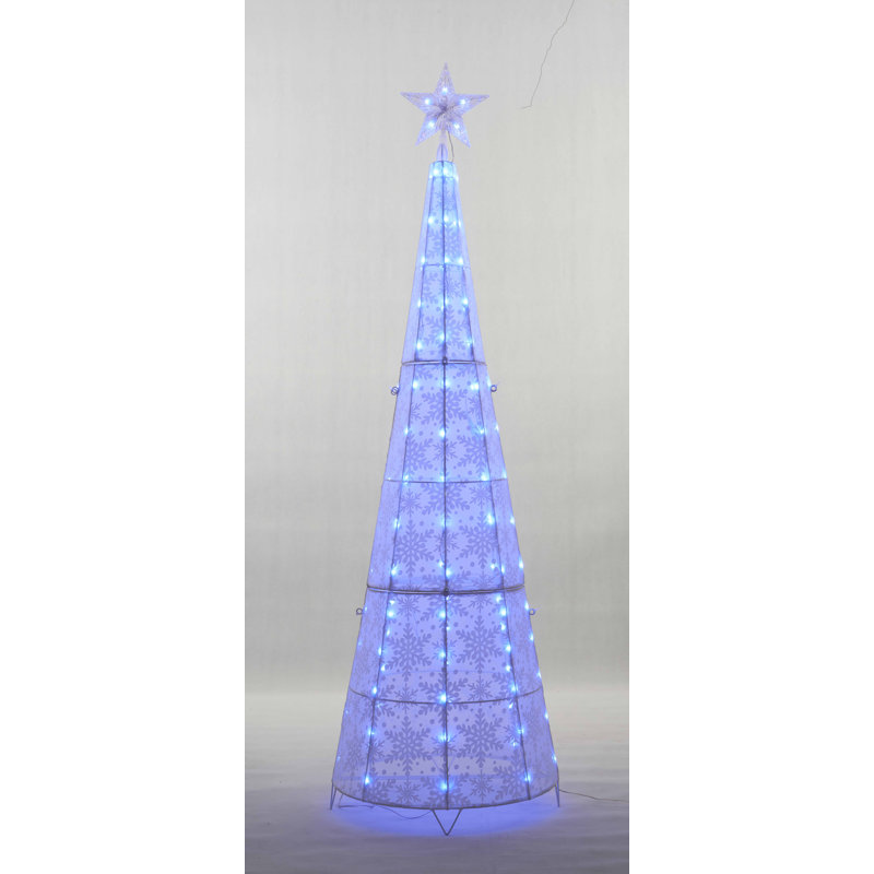 72'''' Colour Changing Led Glittering Snowflake Cone Tree Sculpture