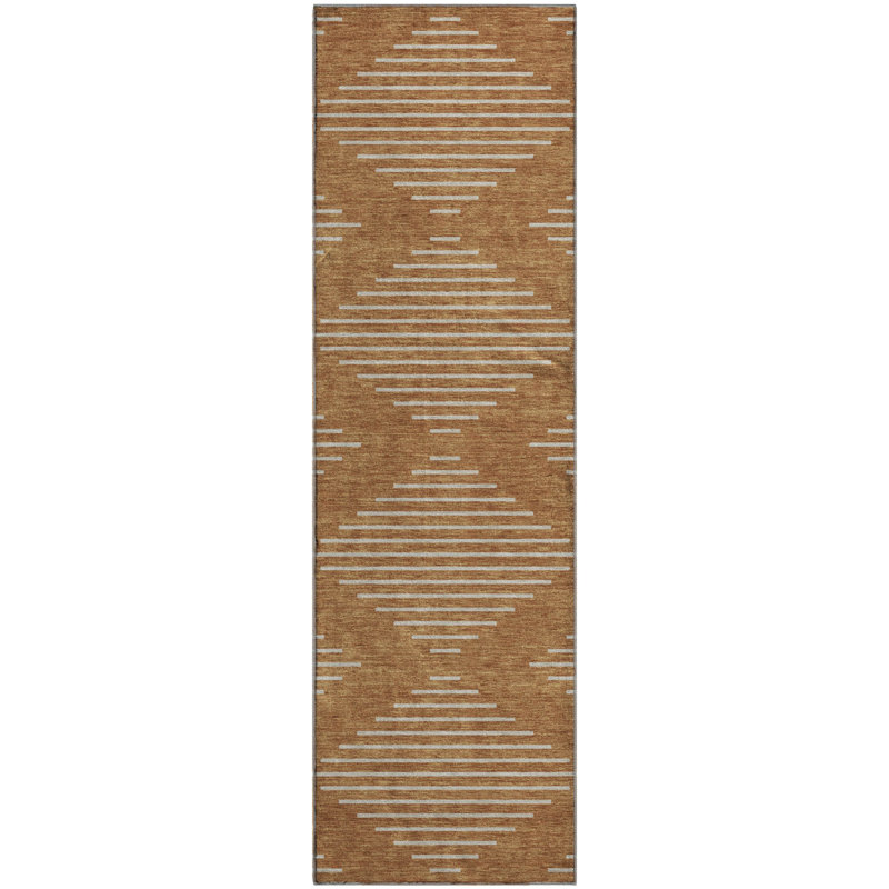 Tapis géométrique Premium lavable à la machine Colmenero AMF1016, Tapis de couloir 2 pi 3 po x 7 pi 6 po