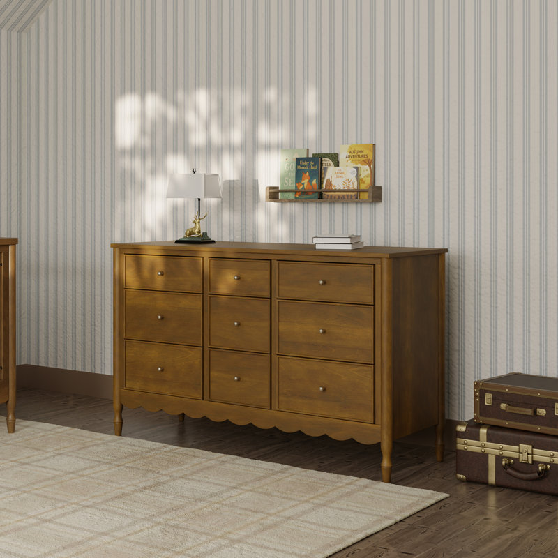 Commode 9 tiroirs Ambrosia, Noyer naturel