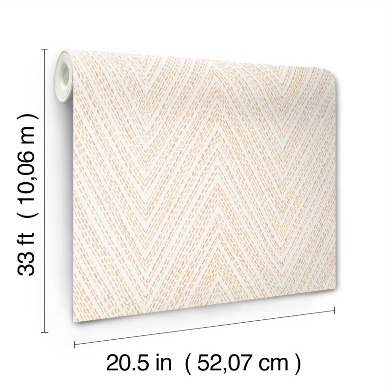 Lainey Green Stitched Chevron Wallpaper, Red