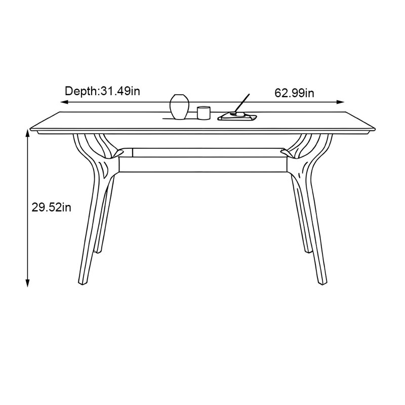Small rectangular family dining table, 29.52"H x 62.99"L x 31.49"W