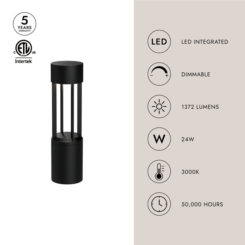 Knox LED Bollard Light, 23.63" H x 6.38" W x 6.38" D