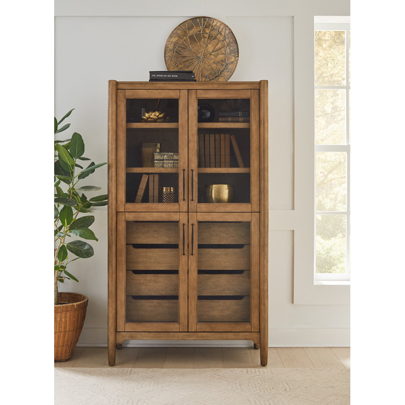 Cydne Modern Wood Display Cabinet, Dining Storage, Bookcase, Fully Assembled, Brown