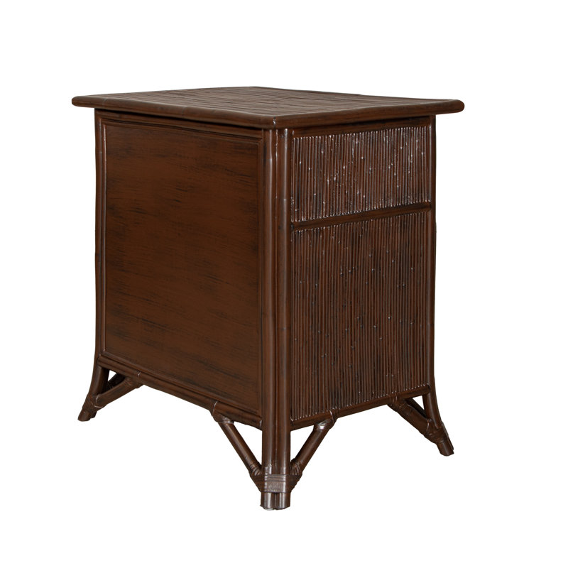 1 - Drawer Rattan Nightstand, Cocoa