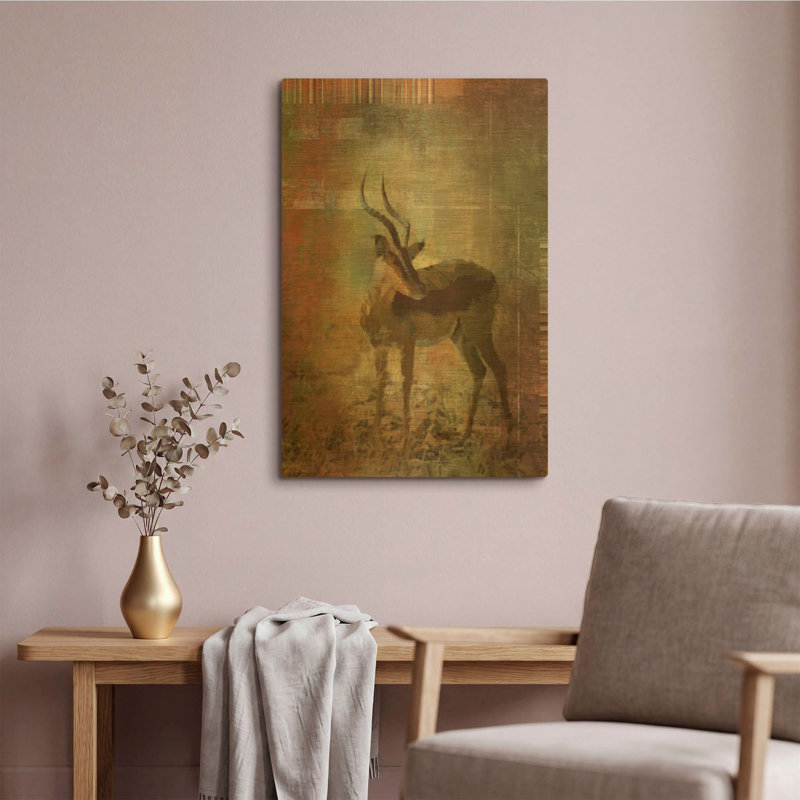 «Afrique Antelope» par Greg Simanson, art mural en métal doré, 12 po x 16 po, 16 po x 24 po
