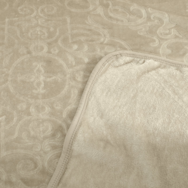 Embossed Throw Blanket Cloudy Polyester 300 GSM Soft Cozy Warm 200 x 240 cm Available in Beige Pink Grey and Cream, Beige