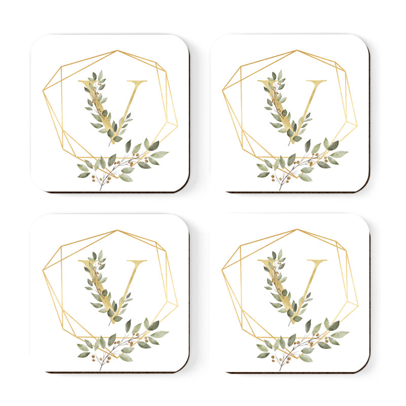 Cork Square 4 Piece Coaster Set, V