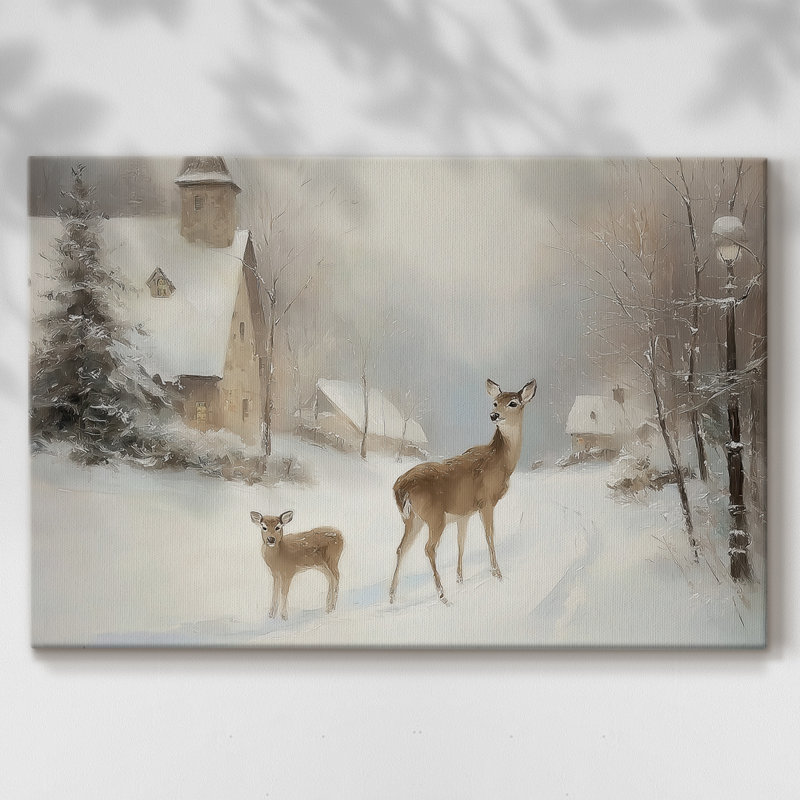 Frostlit Yule at Twilight - Toile tendue avec châssis de qualité supérieure, H 12 po x l 18 po