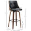 Tabourets de bar noirs, hauteur de 2. Cuir d'unité centrale avec repose-pieds et dossier. 360 pieds rotatifs en bois massif pour un look tendance