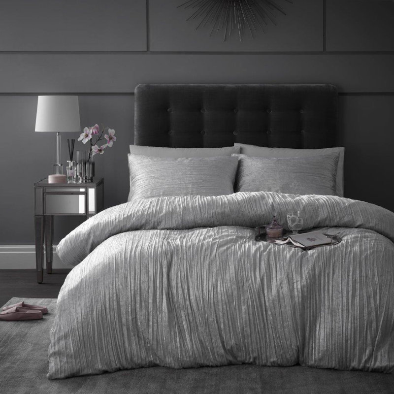 Kat Solid Colour Duvet Cover Set with Pillowcases Included, Double Duvet Cover + 2 Standard Pillowcases, Charcoal