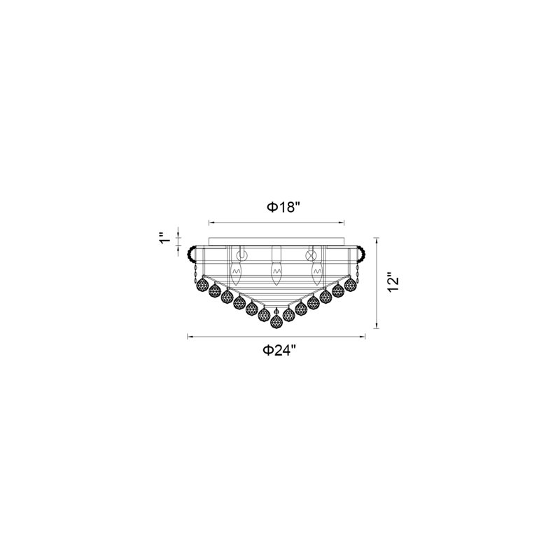 Crystal 24" Chrome Flush Mount Light for Dining Rooms Bedrooms Living Rooms Foyers, 13-Light with E12 Bulb Base, Chrome