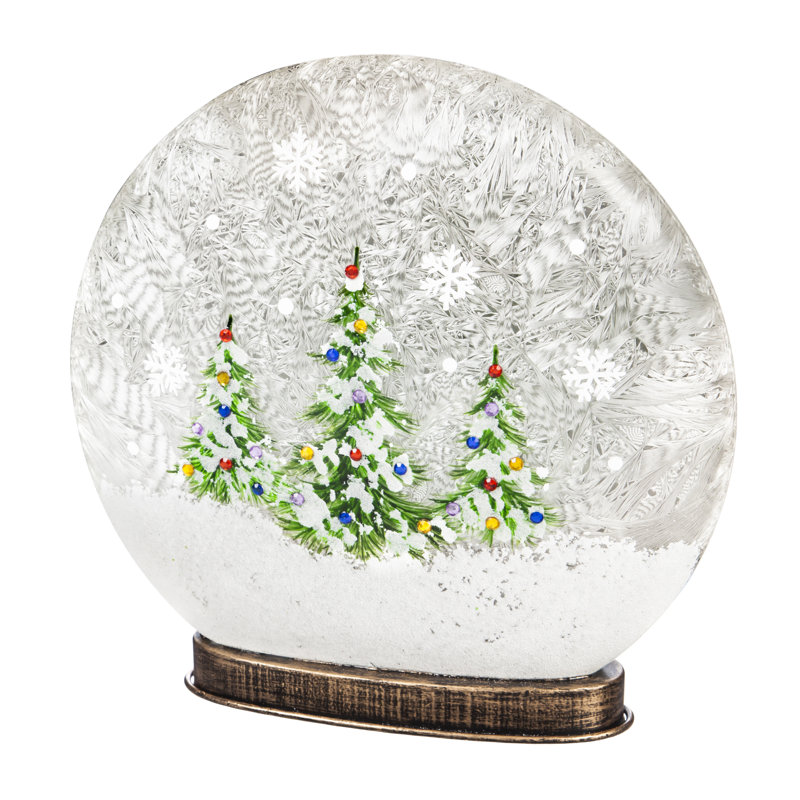 Globe à disque de verre peint à la main de noël avec arbre de noël