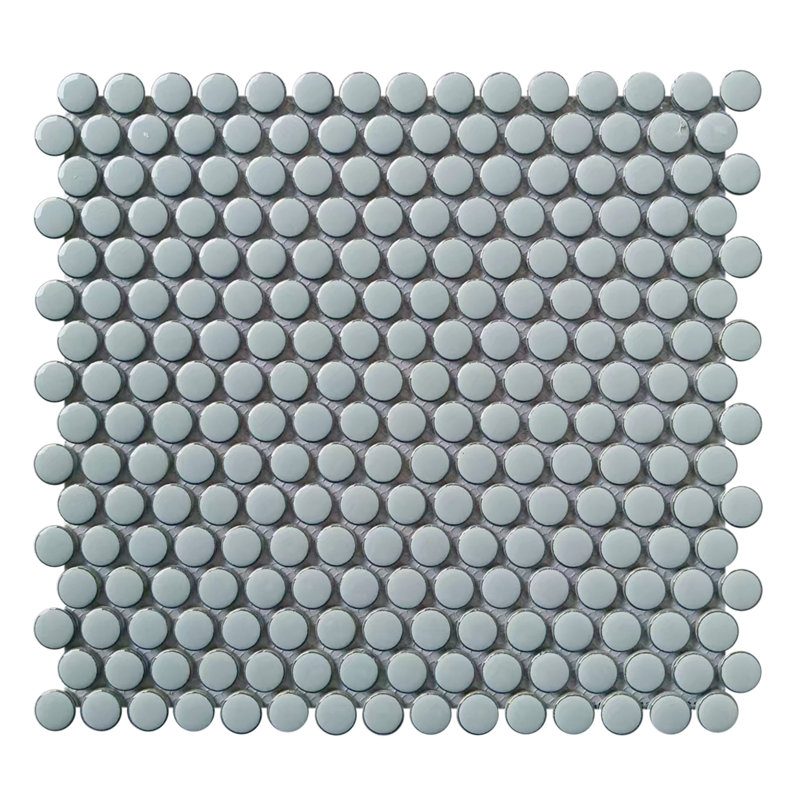 Glossy Bright Penny Round 12x12 Porcelain Mosaic for Wall & Floor tile, Sky Blue