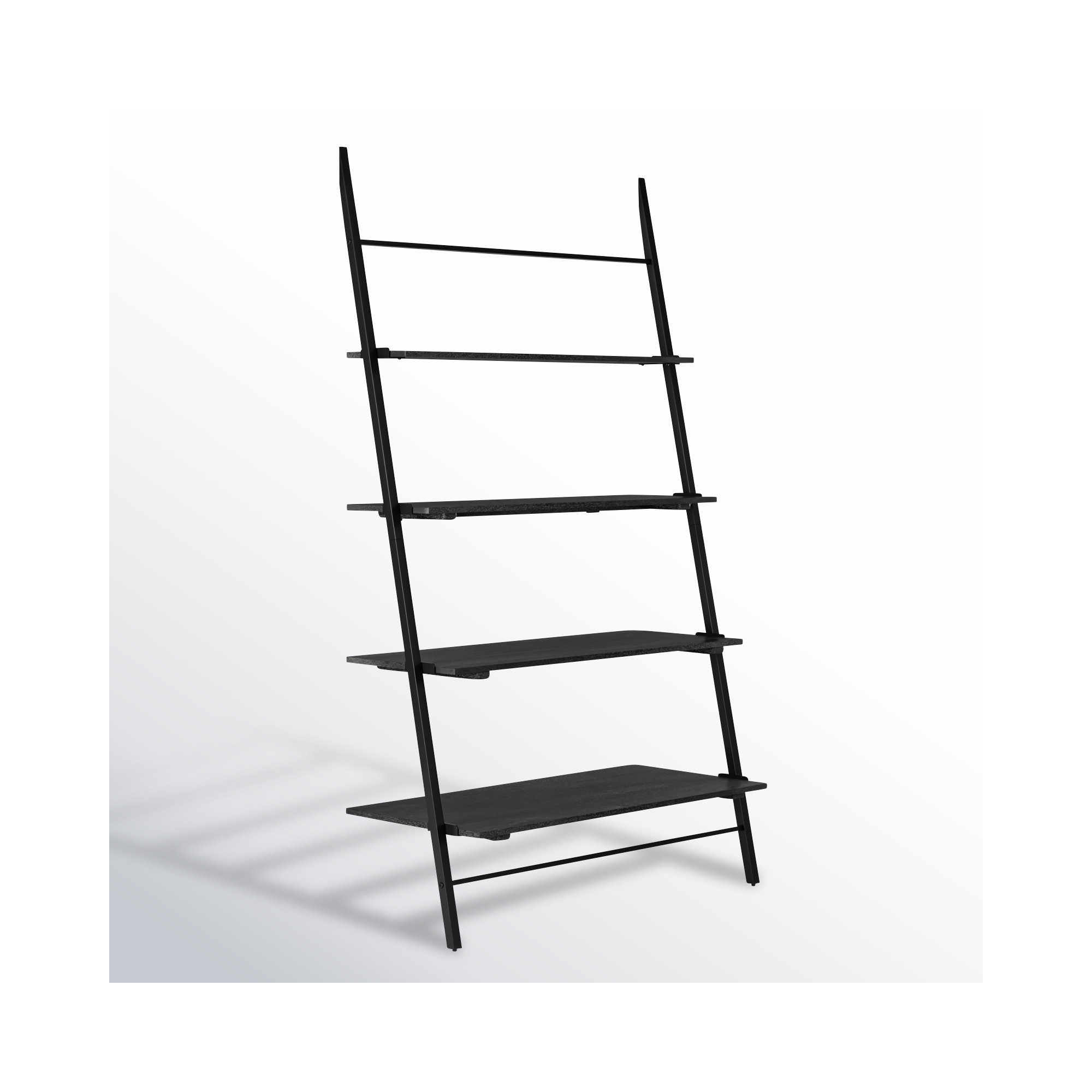 Innes Narrow Ladder Bookcase, (4 Shelves) 74" H x 42" W x 18" D, Black