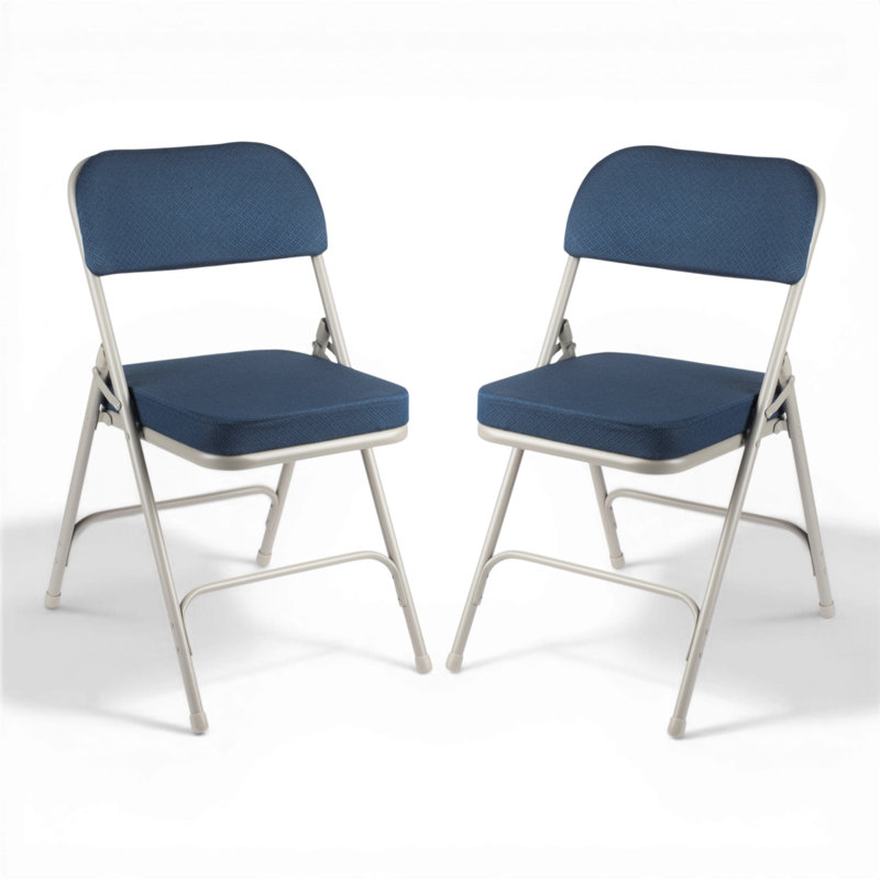 Bernadine Deluxe Fabric Padded Folding Chair, Blue/Gray