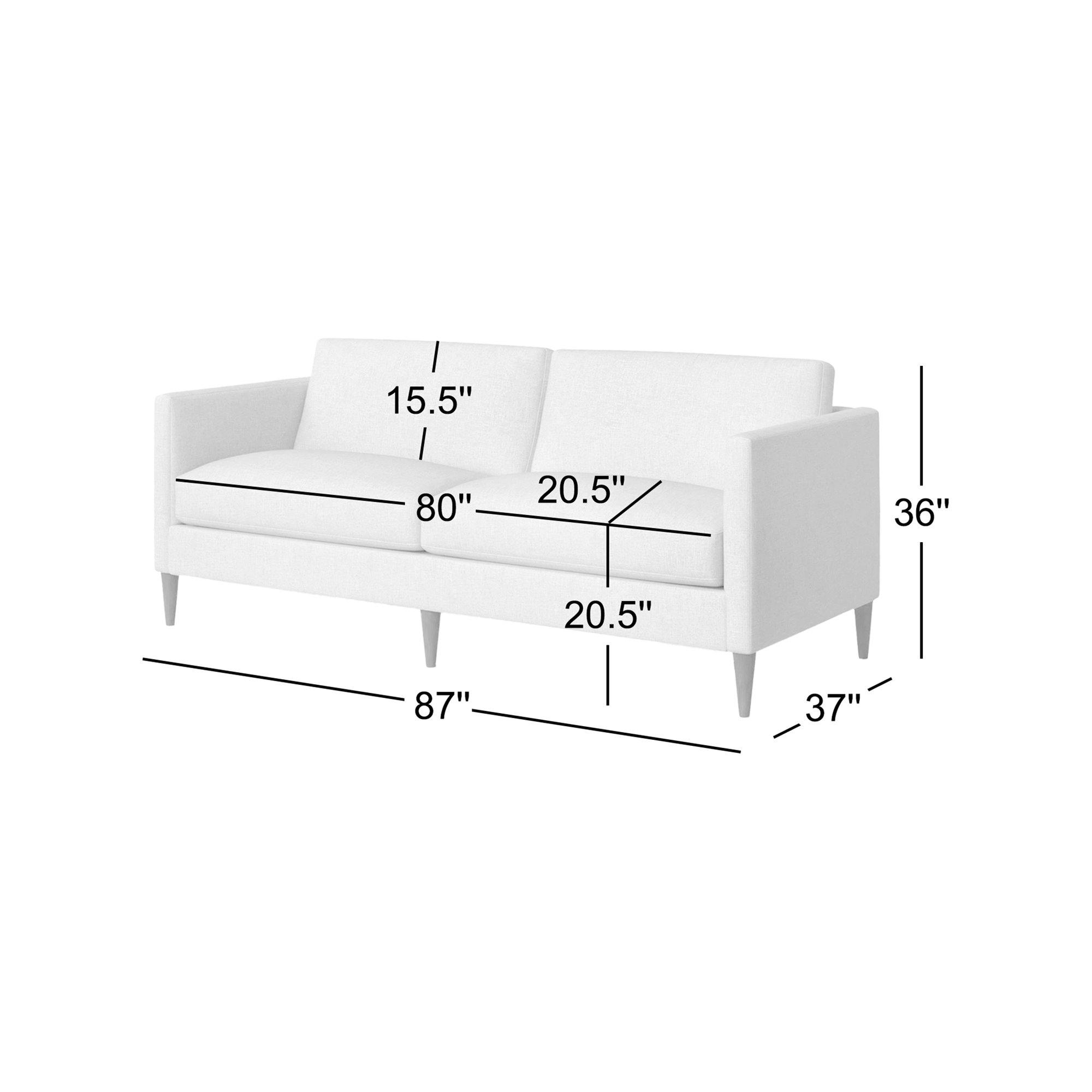 Clifford 87" Upholstered Custom Sofa, Zuma Natural Textured Linen