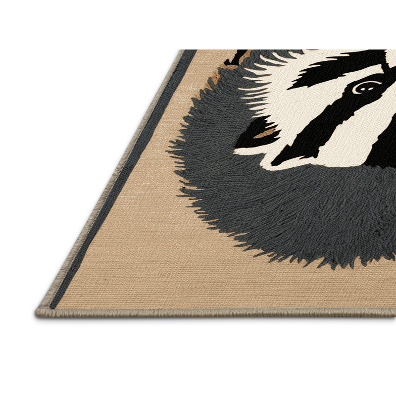 Washable Honey Badger Wildlife Area Rug, Round 8'