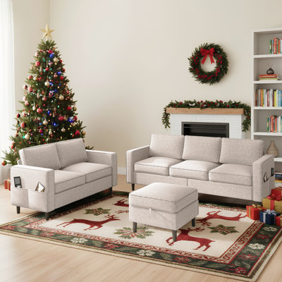 3 - Piece Living Room Sets with Sofa and Loveseat