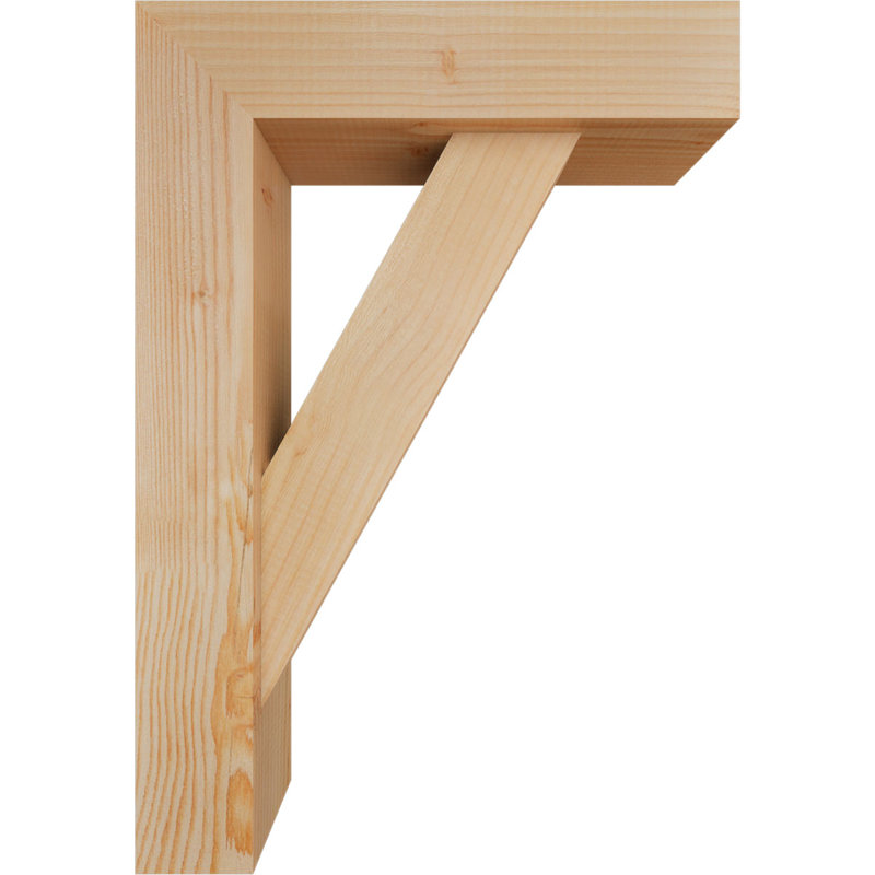 5 1/2"W x 18"D x 26"H Traditional Block Smooth Bracket w/ Offset Brace, Douglas Fir, 26 x 18, 5 1/2"W Douglas Fir (Smooth)