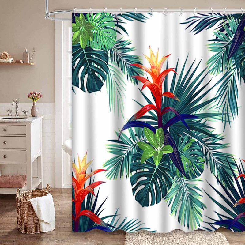 Rideau de douche imperméable sans soudure Royal Royal Monstera avec 12 crochets, L 72 po x l 84 po