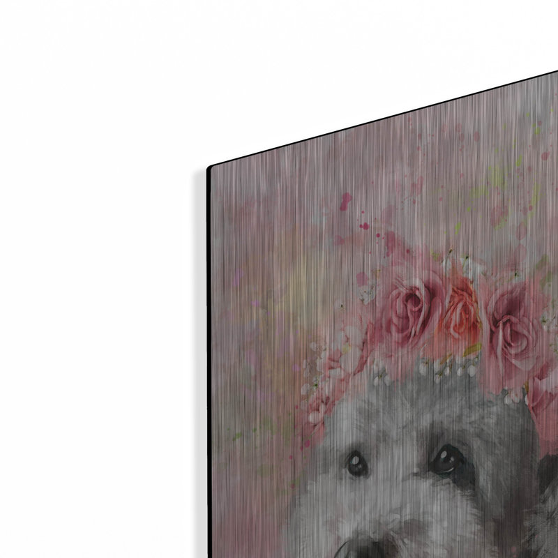 Art mural en métal Red Barrel Studio® «Flower Crown Havese 2» par Furbaby Affiliates, H 24 po x l 16 po