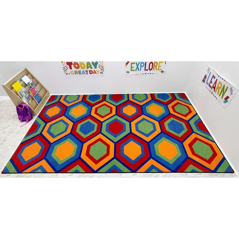 Tapis pour salle de classe KidCarpet.com Sitting Hexagons, Rectangle 8 pi x 12 pi