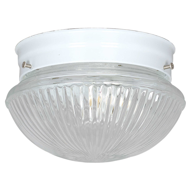 Plafonnier encastré simple 2 lumières Daughtrey, Blanc, H 5 po x l 7,5 po x P 7,75 po