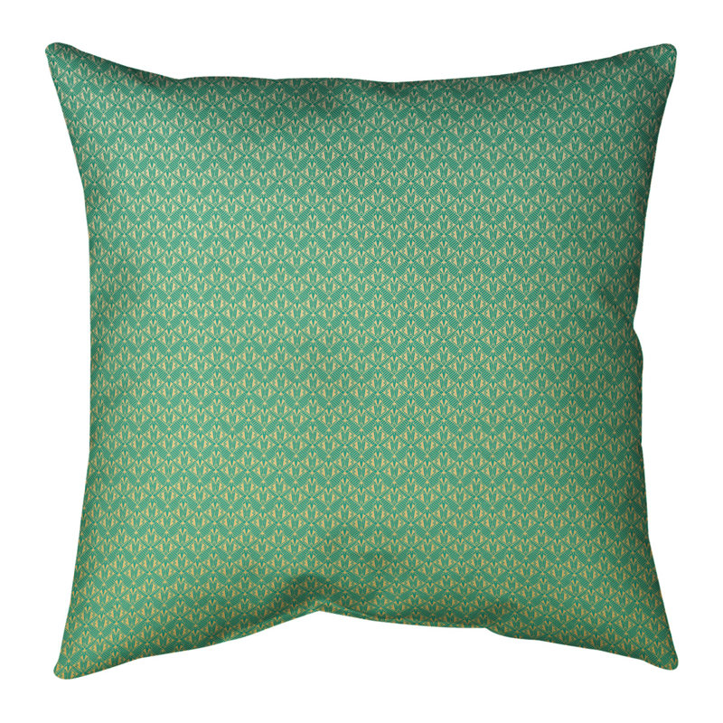 Coussin décoratif intérieur / extérieur Katelyn Elizabeth Ombre Art Deco, 18 po x 18 po, Vert / Jaune