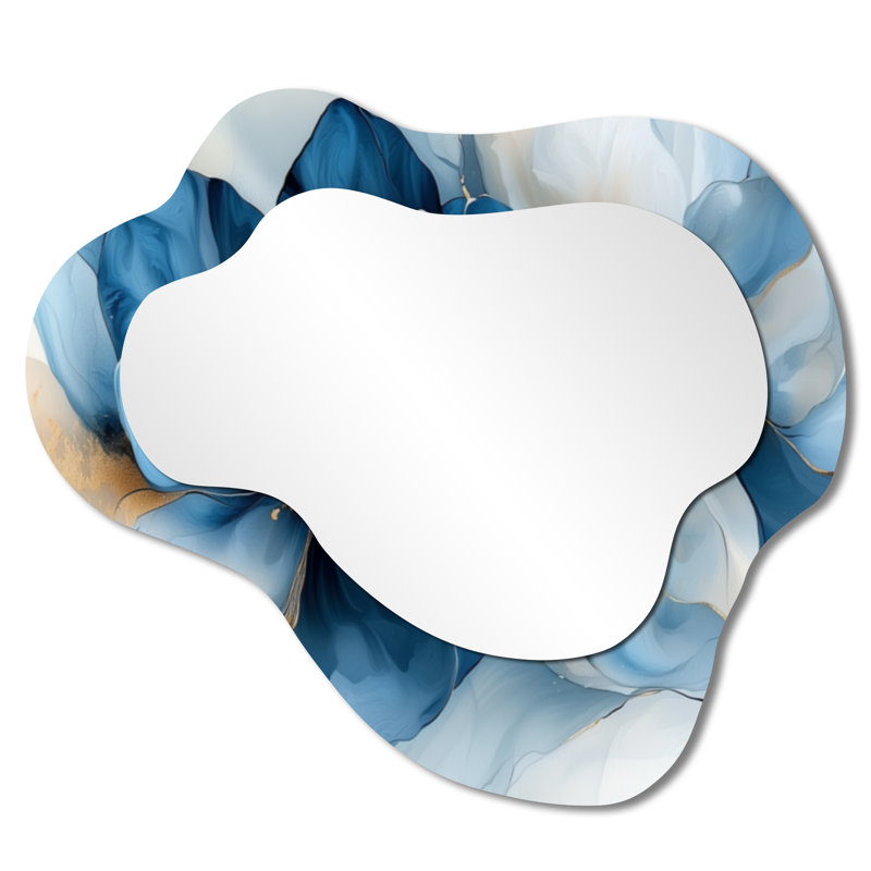 Miroir asymétrique irrégulier blanc en forme de chèvre, encre blanche, 25 po x 28 po