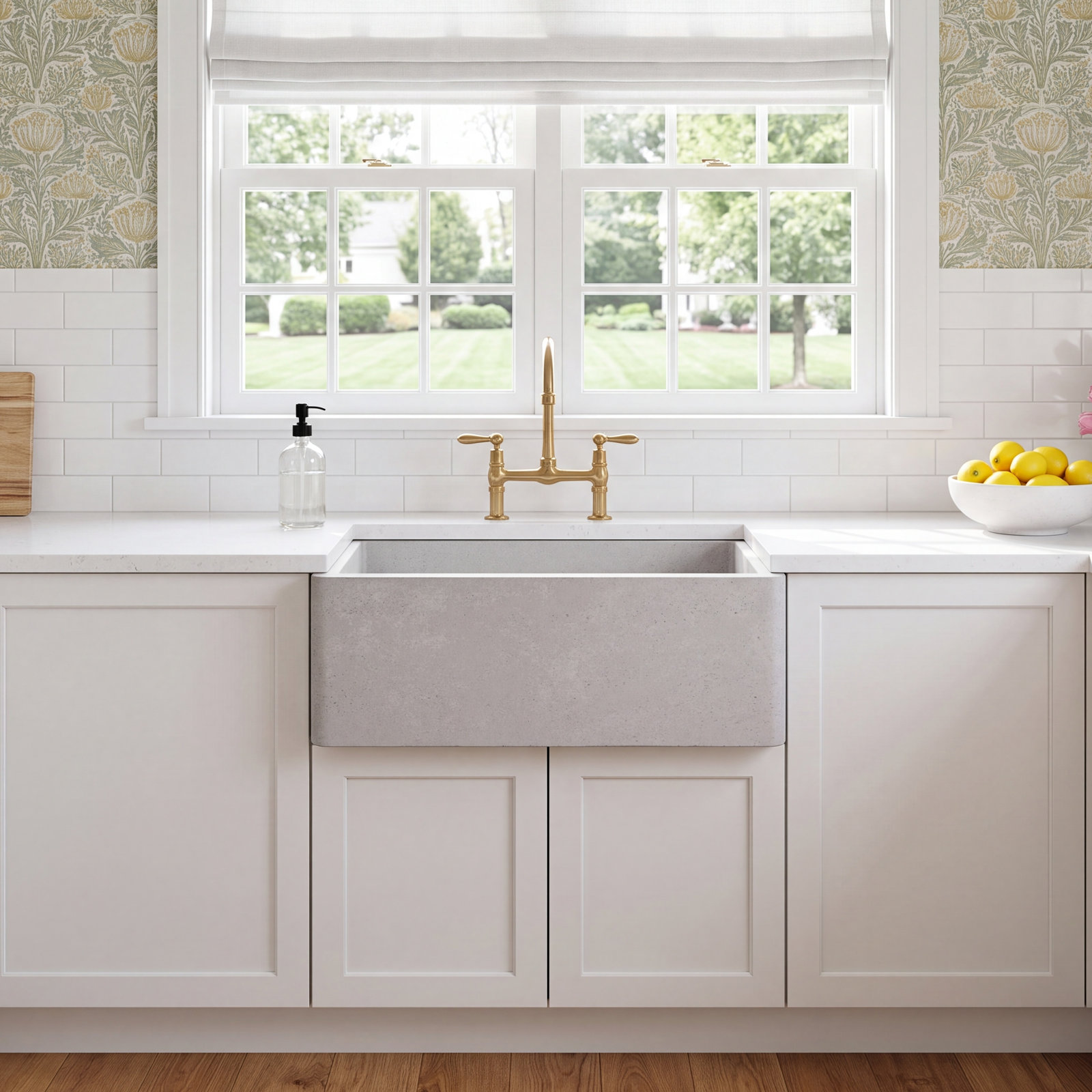 NativeStone Farmhouse 24" Concrete Sink, Ash