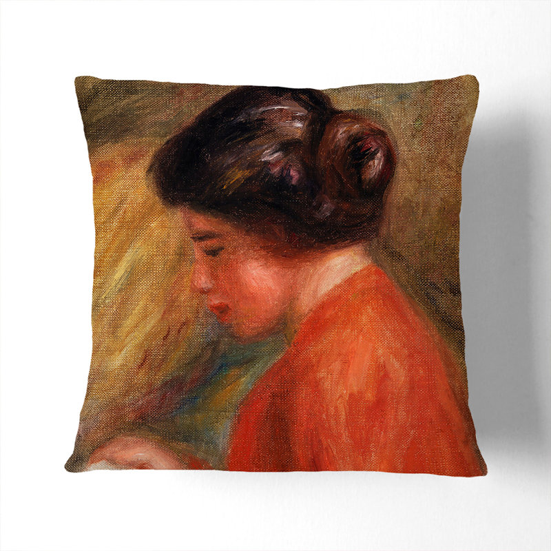 Young Woman Reading Square Throw Cushion, 40cm H x 40cm W x 15cm D
