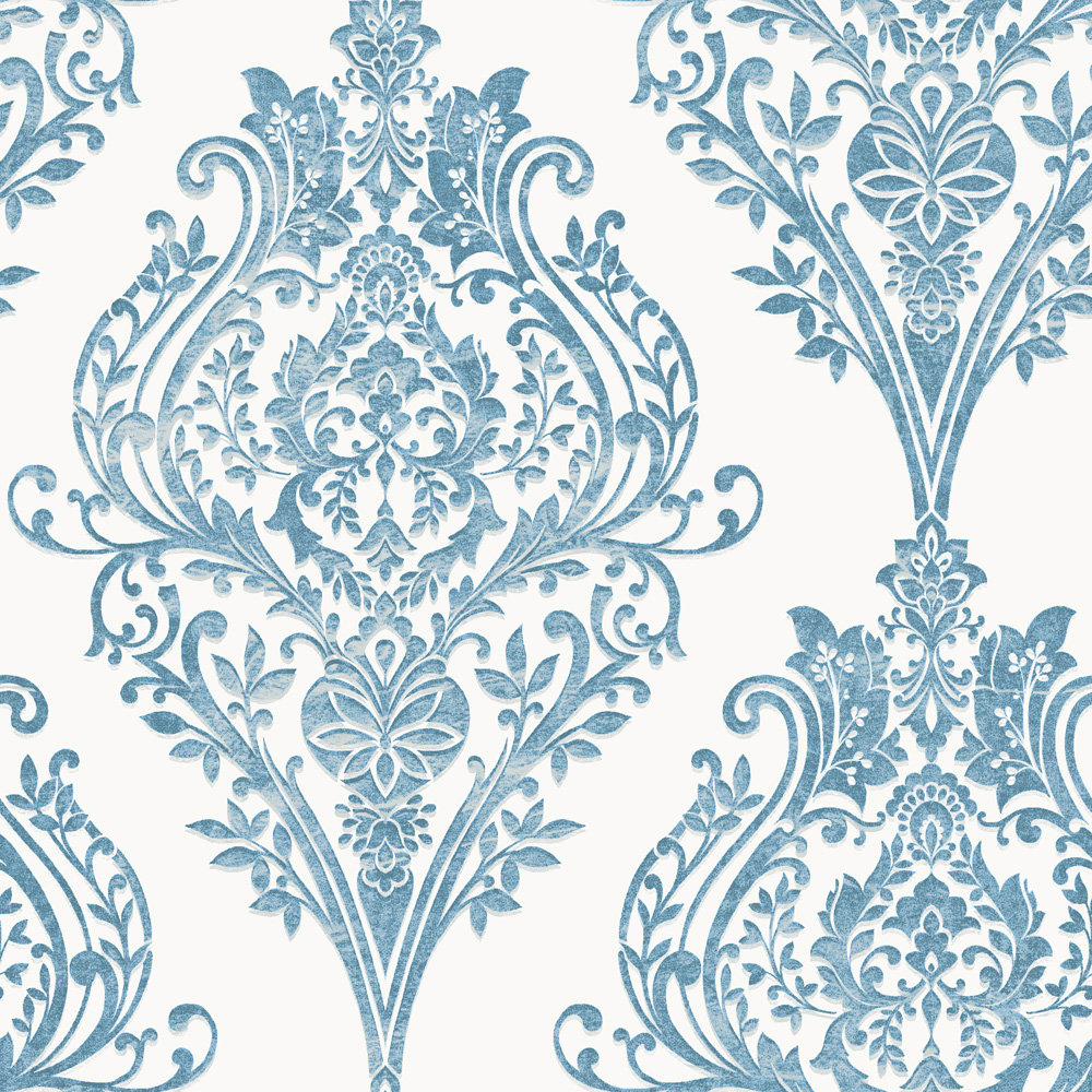 Kwon Damask Wallpaper, Coastal Blue