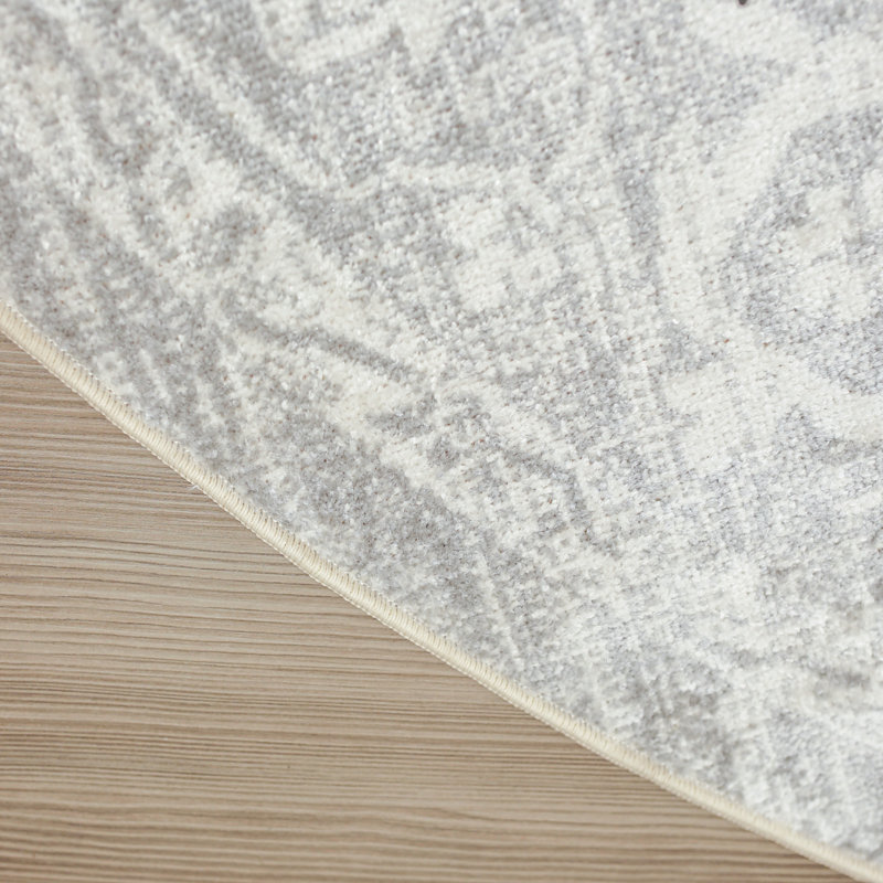 Tapis d'intérieur lavable en machine Bungalow Rose, Rond 7 pi 10 po