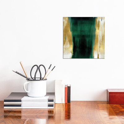 Free Fall Emerald With Gold II by Christine Wright - Wrapped Canvas Painting