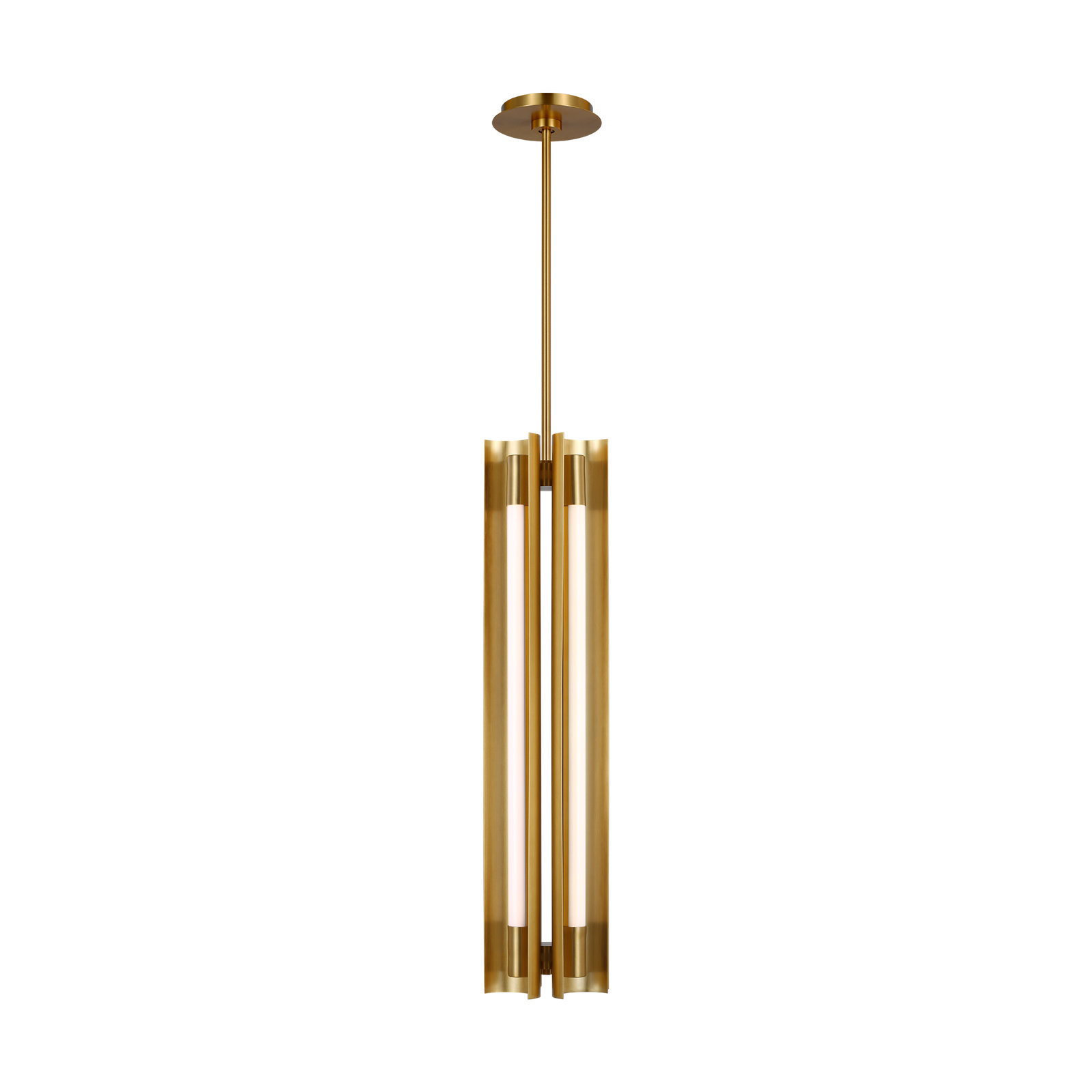 Futch Pendant, 4, Burnished Brass, 28" H x 5.38" W x 5.38" D