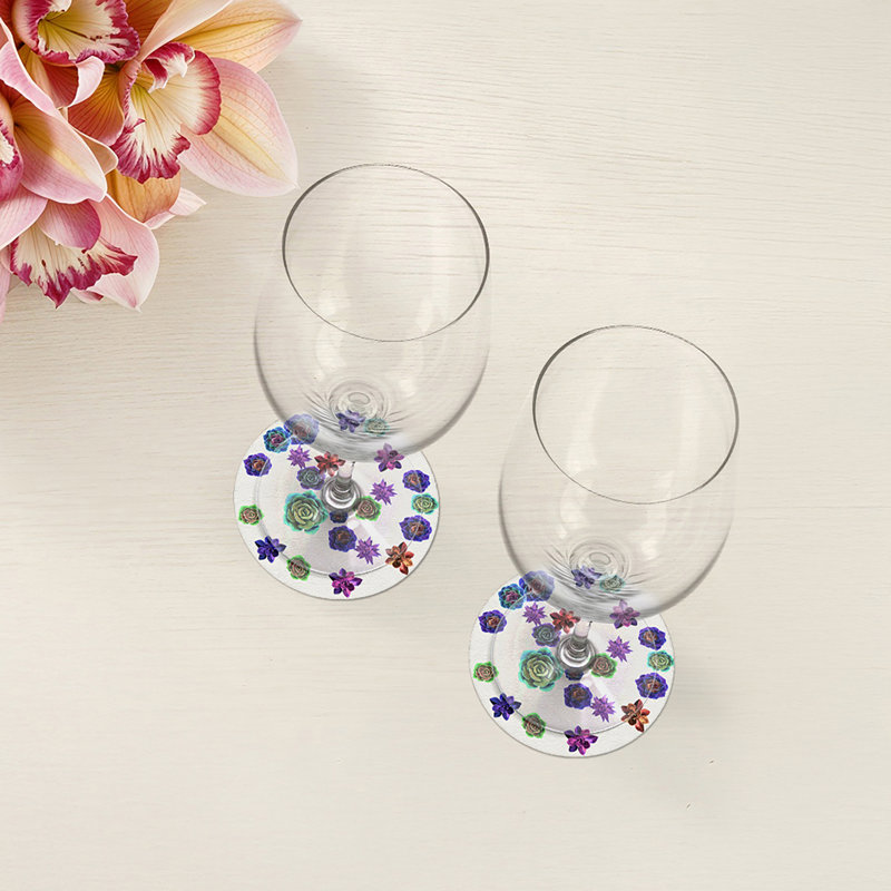 Sous-verres ronds en cuir végétalien Succulents Intenso, Intenso